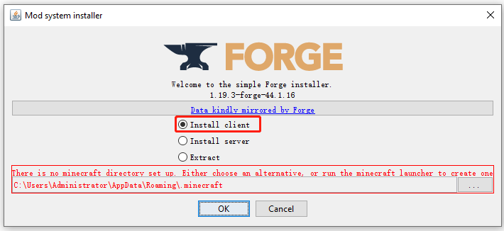 Minecraft Forgeのインストールを開始する