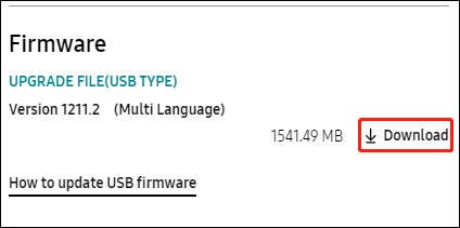 Samsung TVの更新ファイルをダウンロード