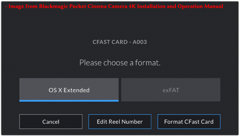 lackmagicカメラでフォーマット形式を選択する