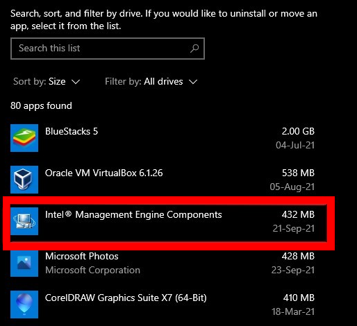 Intel(r) Management Engineコンポーネント
