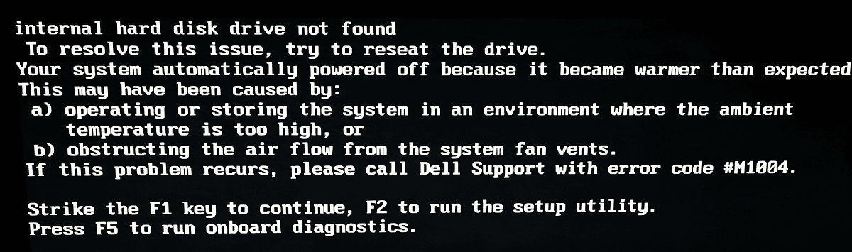 「Hard Drive Not Found」エラー