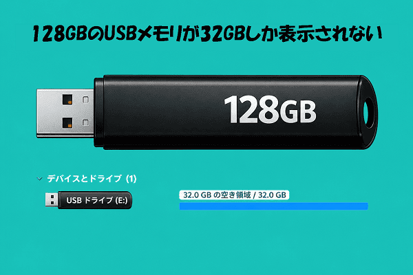 128GBのUSBメモリが32GBしか認識されない原因と対処法