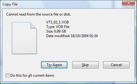 ソースファイルのディスクを読み取ることができません