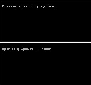 「Missing Operating System」エラー