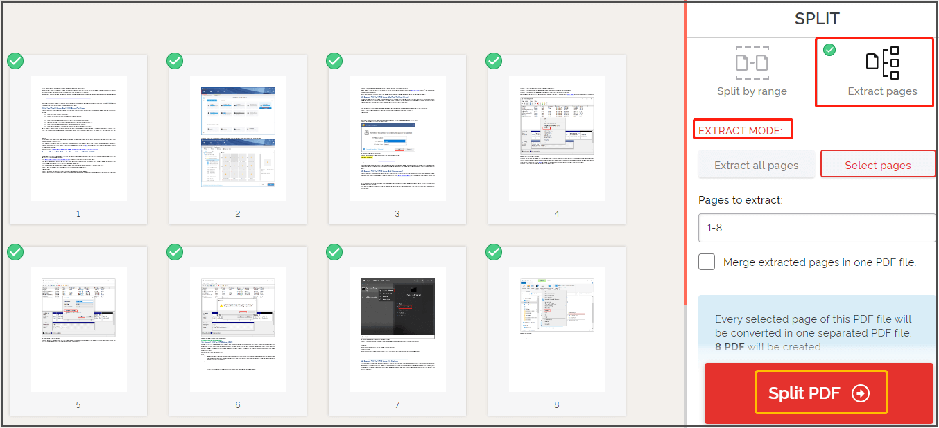 click Split PDF