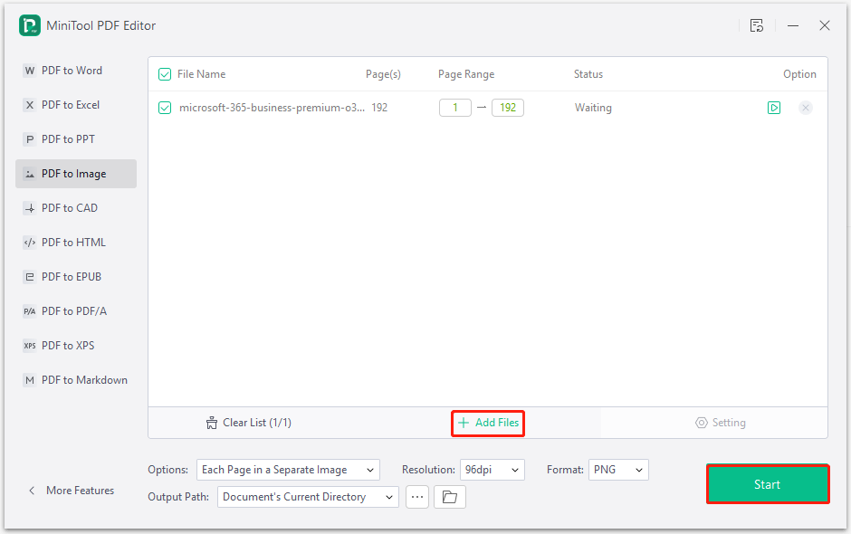 convert PDF to Image with MiniTool PDF Editor