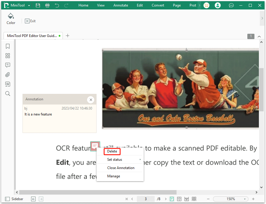 remove comments from PDF with MiniTool PDF Editor