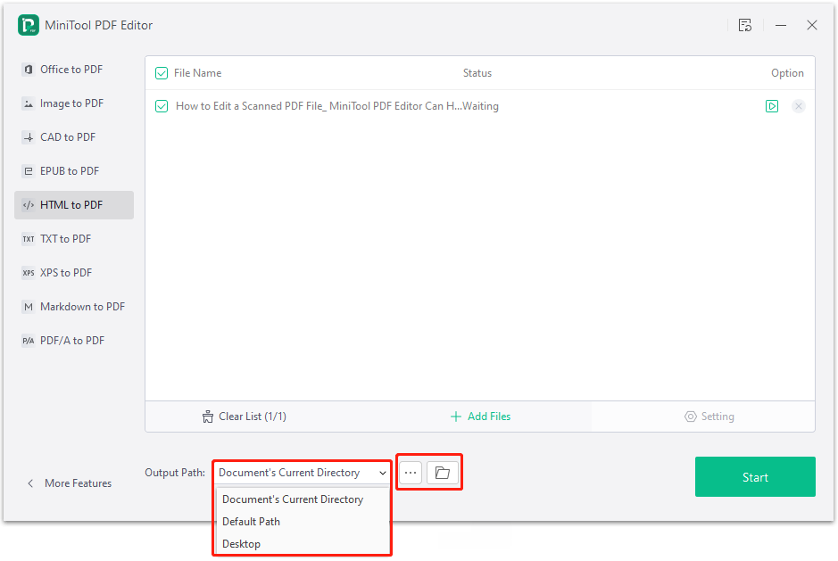 Change the output path