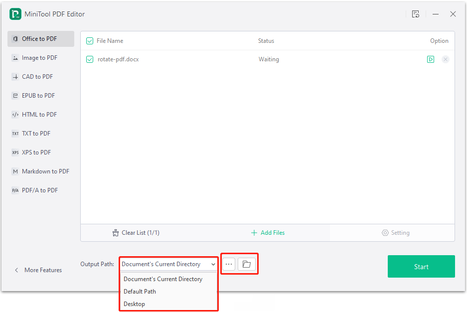 Choose the output path