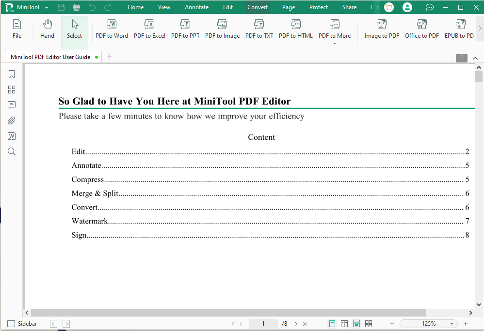 main interface of MiniTool PDF Editor