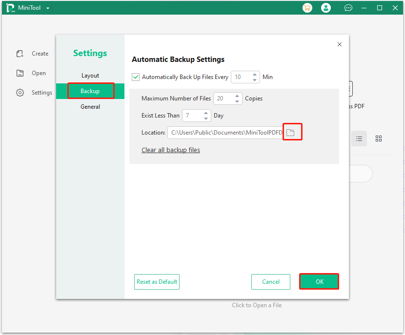 configure automatic backup settings