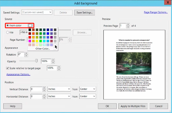 change PDF background color