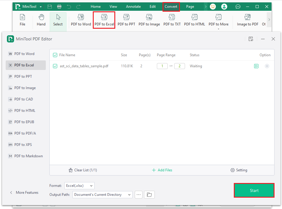 convert PDF to Excel