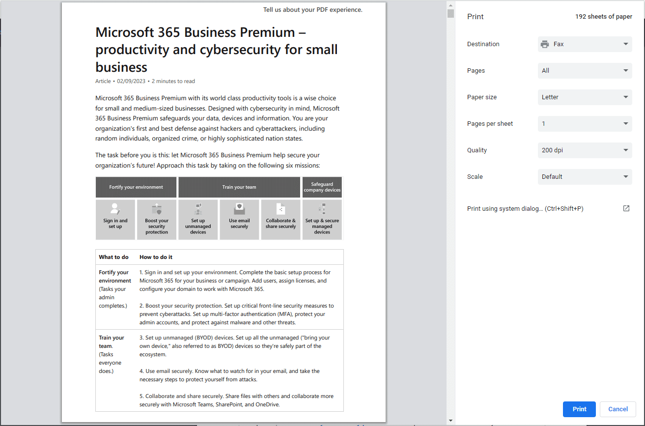 print PDF with Google Chrome