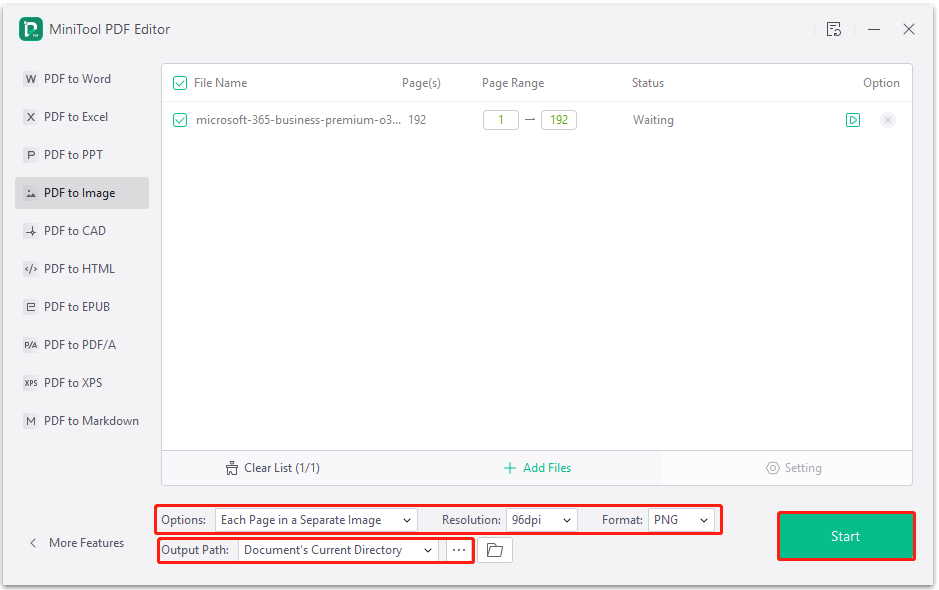 convert PDF to Image with MiniTool PDF Editor