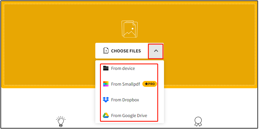 upload JPGs to convert to the box