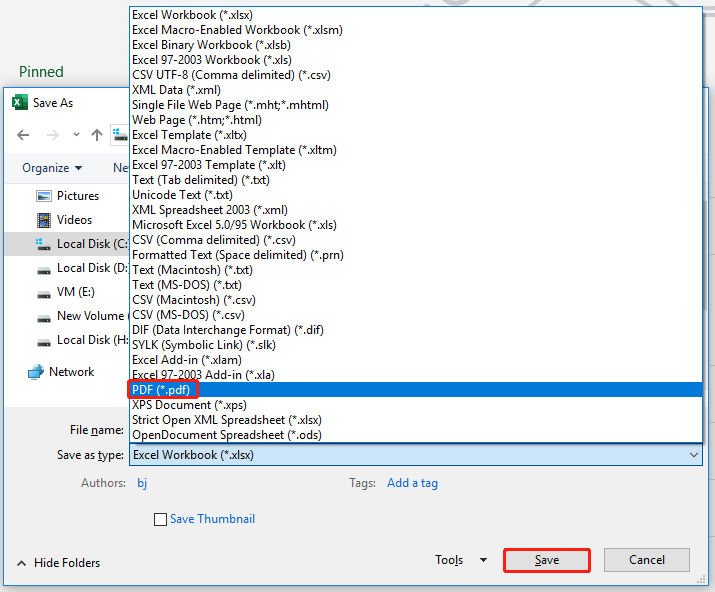 convert ODS to PDF using Microsoft Excel