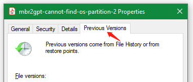 select Previous Versions