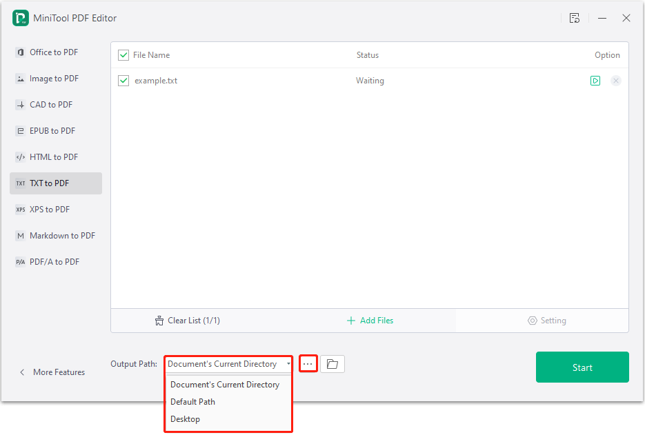 Choose an output path