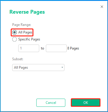 Set page range