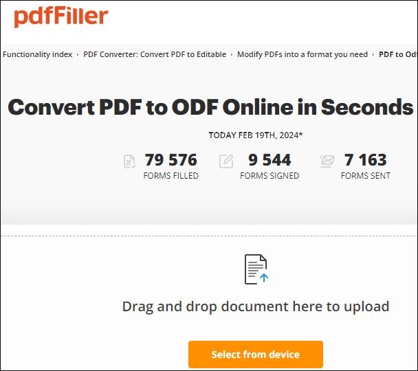 Conver PDF to ODF using pdfFiller