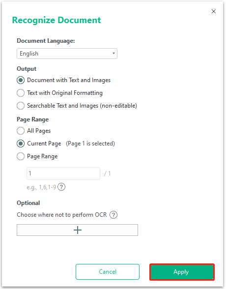 modify some OCR settings