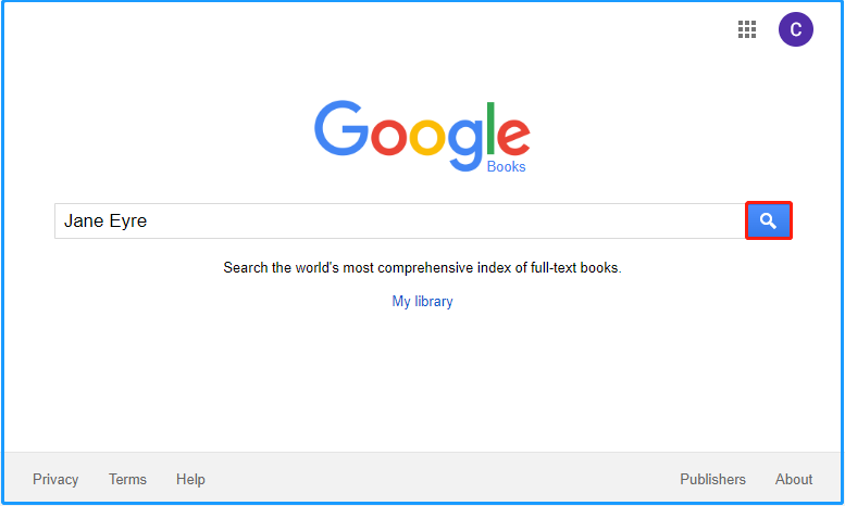 search a book in Google Books website