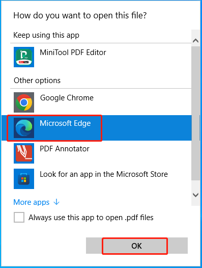 find change set the default app for opening PDF