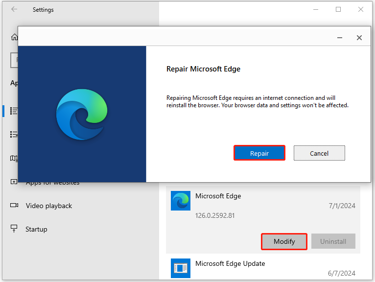 repair Microsoft Edge