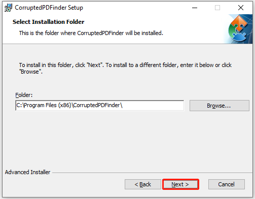 select the installation folder