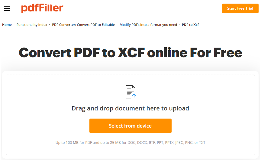 convert PDF to XCF using pdfFiller