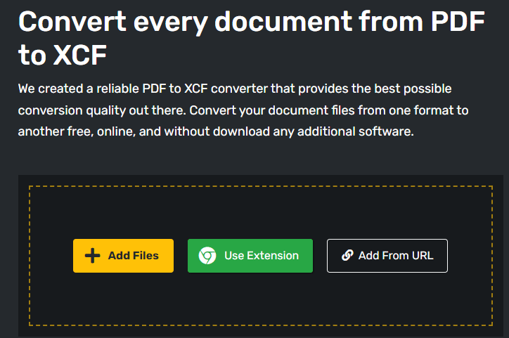 convert PDF to XCF using Converter365