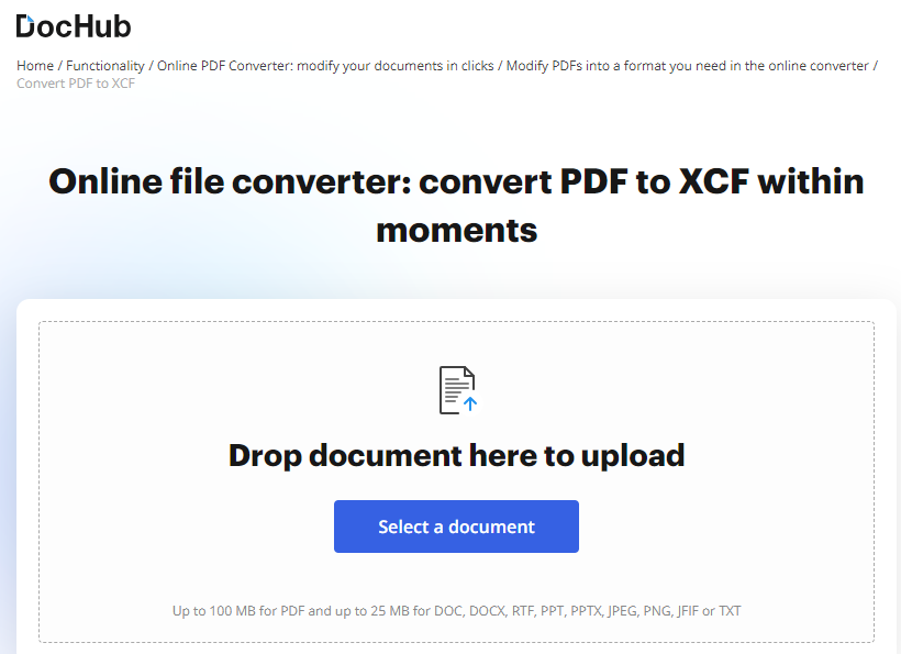 convert PDF to XCF