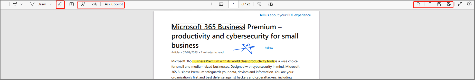 other PDF features in Edge