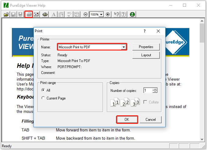 use Print feature to print to PDF