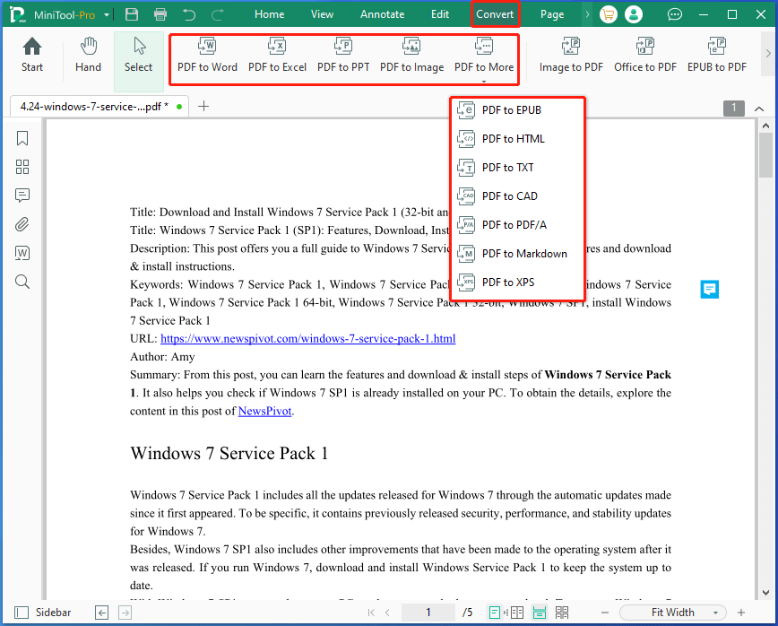 convert PDF to a different format