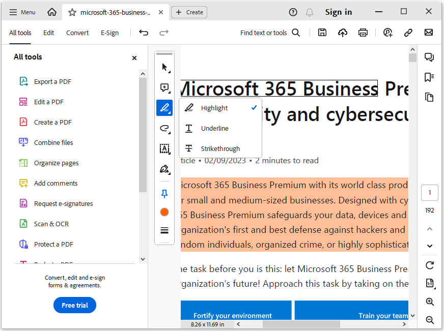 highlight PDF with Adobe