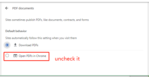 disable Chrome from automatically opening PDFs