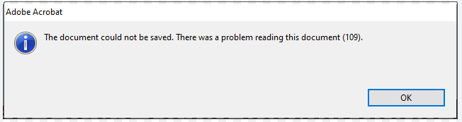 Adobe error 109