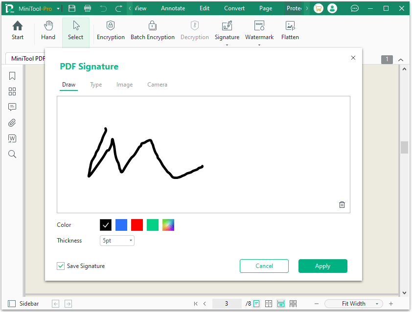 sign a PDF file with MiniTool PDF Editor