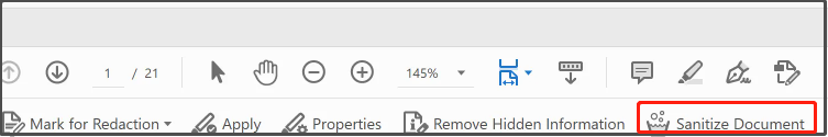 select Sanitize Document