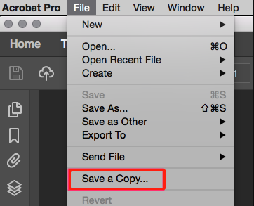 save a copy using Acrobat