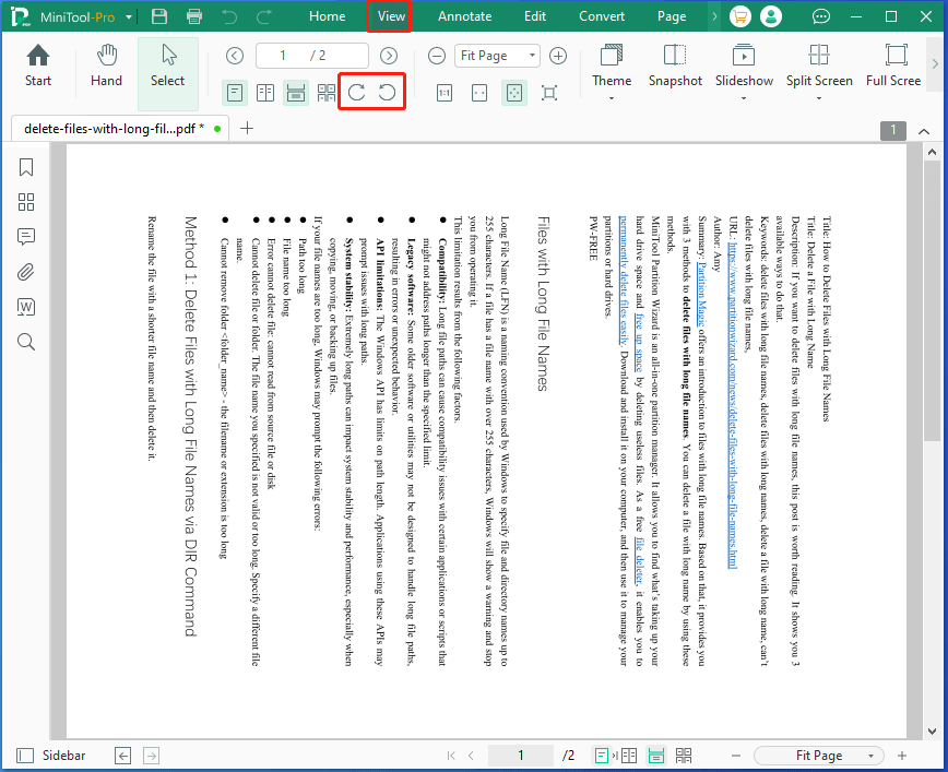 MiniTool PDF Editor rotate PDFs