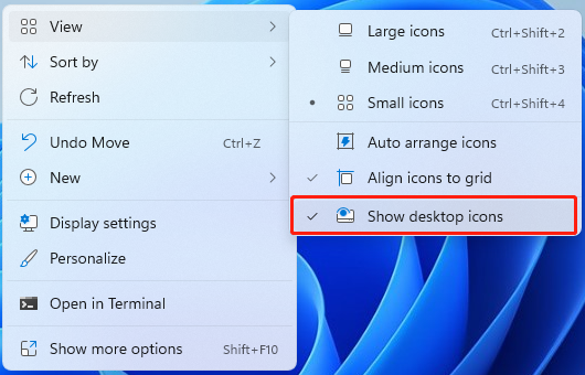 select Show desktop icons