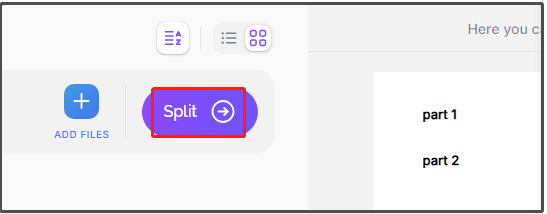 click on the Split button