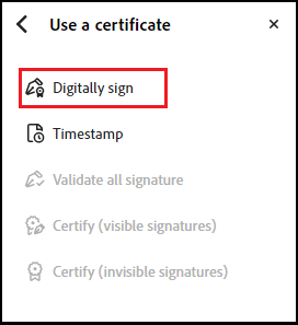 click Digitally sign