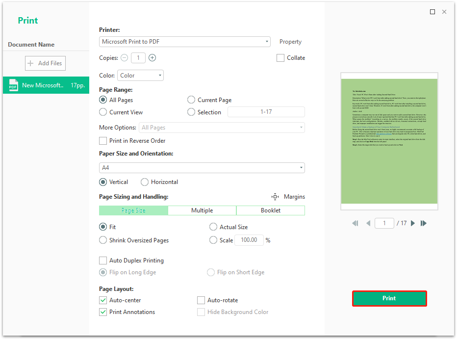 print PDF using MiniTool PDF Editor