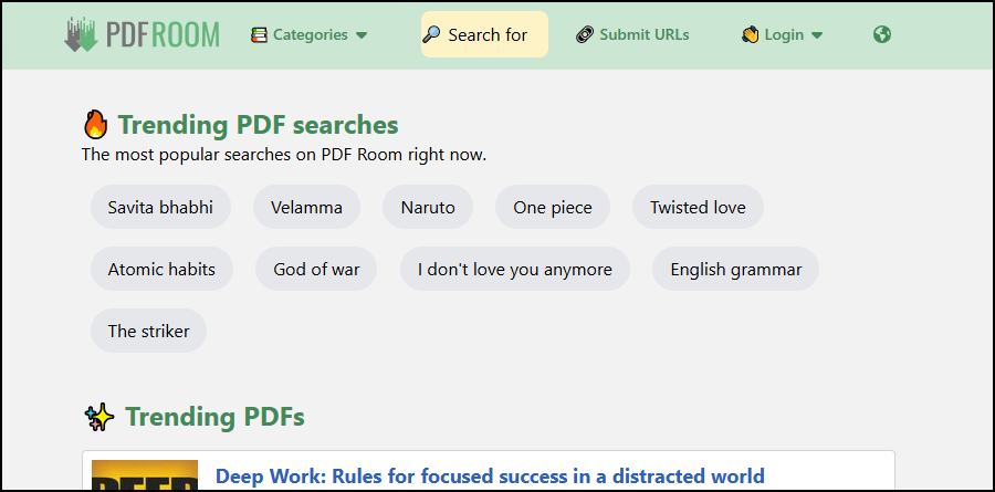 the PDF Room website interface