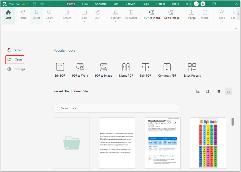 open a file MiniTool PDF Editor