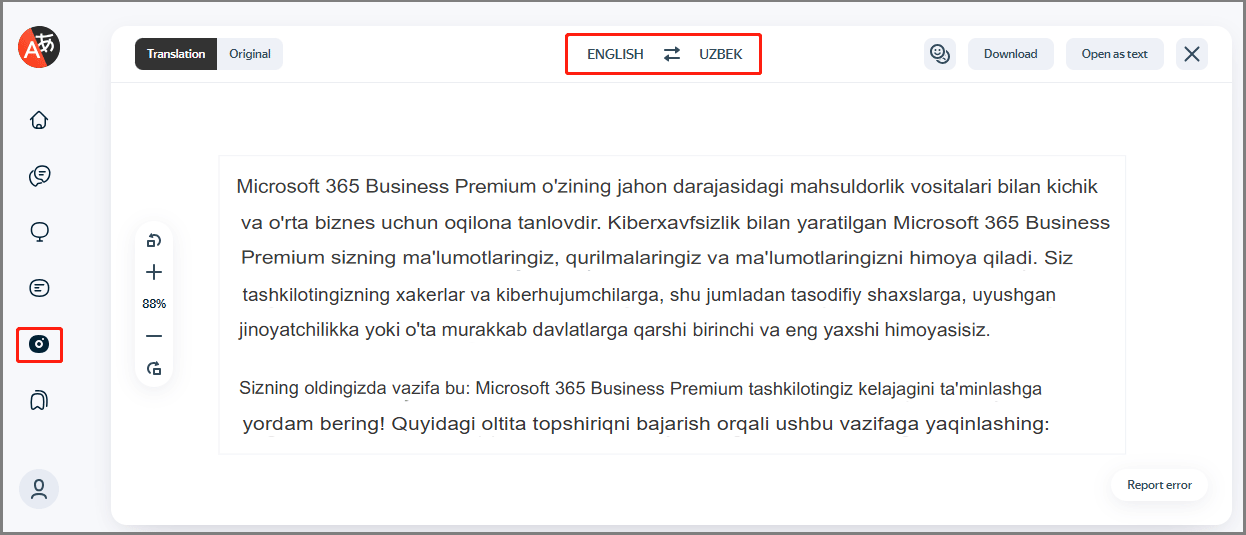 translate image in Yandex Translate